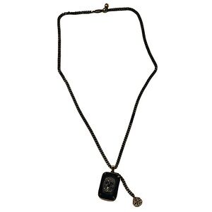 Authentic Alexander McQueen Rare Gold Plated Black Crystal Skull Necklace
